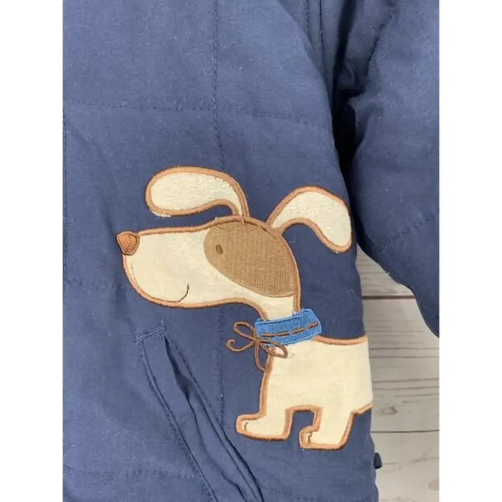 Le Petit Rothschild Boys Coat 48M Navy with dog patches hooded‎